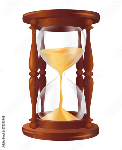 Realistic hourglass isolated on the white background. Vintage sandglass. Vector illustration.