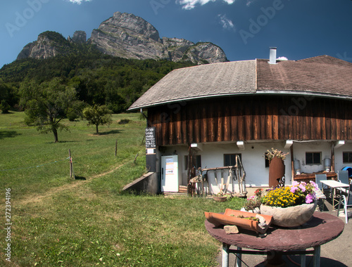 Chalet and Garden Table on the Gonzen, Swiss Alps photo