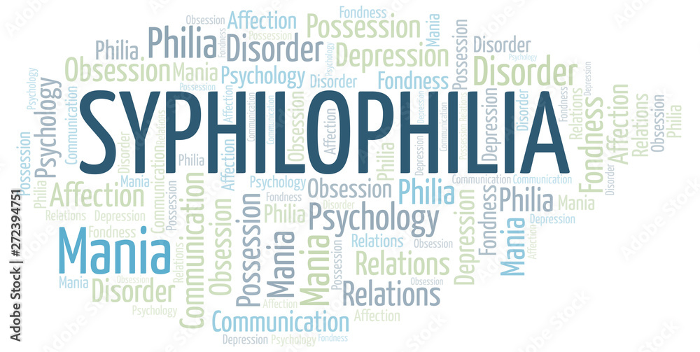 Obraz premium Syphilophilia word cloud. Type of Philia.