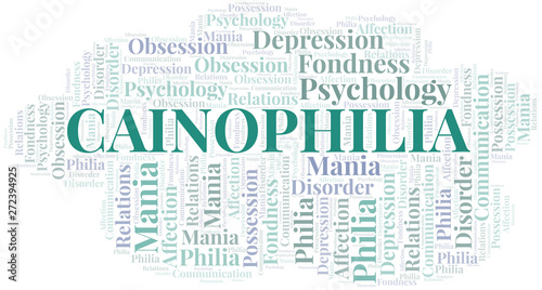 Cainophilia word cloud. Type of Philia.