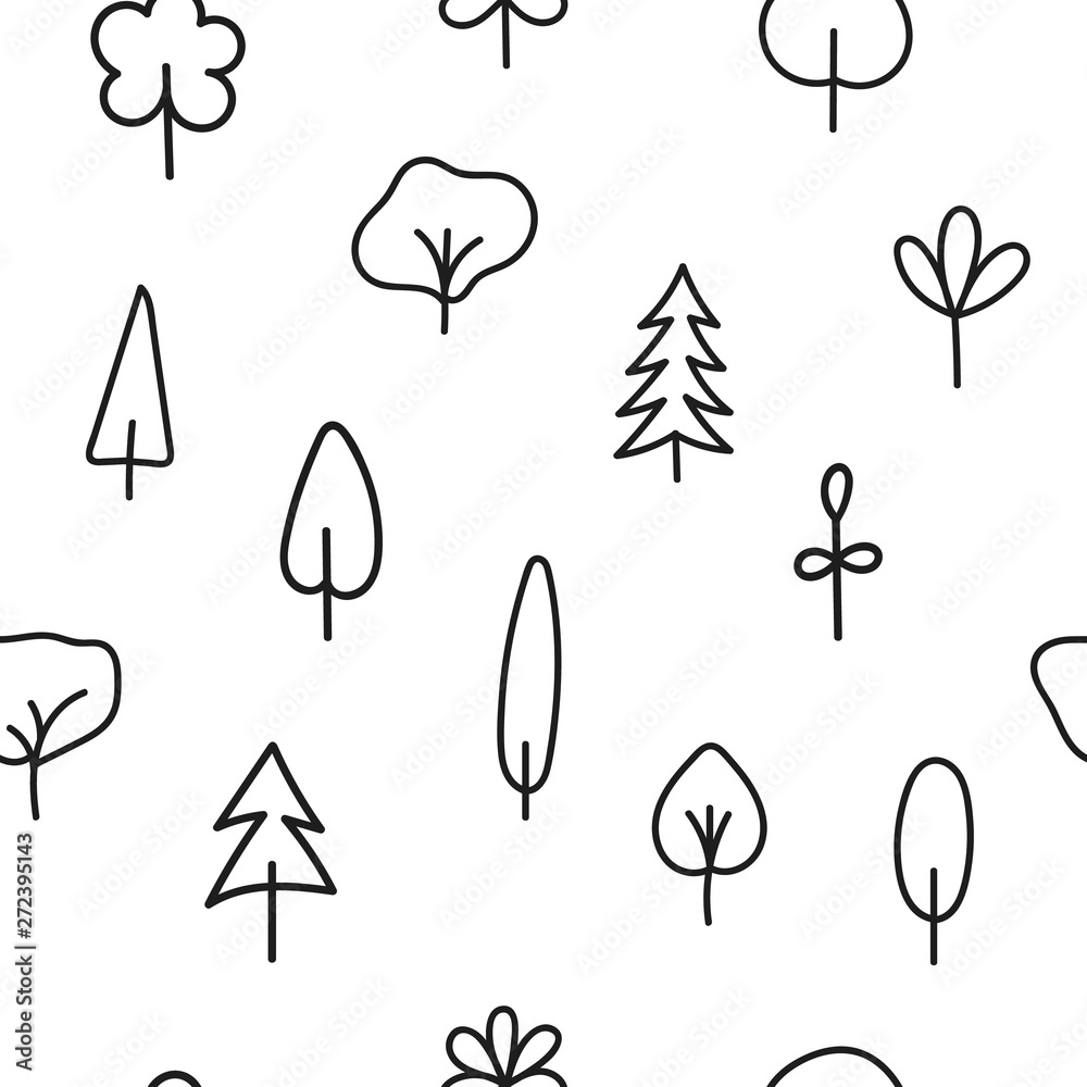 Fototapeta premium Forest Garden tree nature simple seamless pattern
