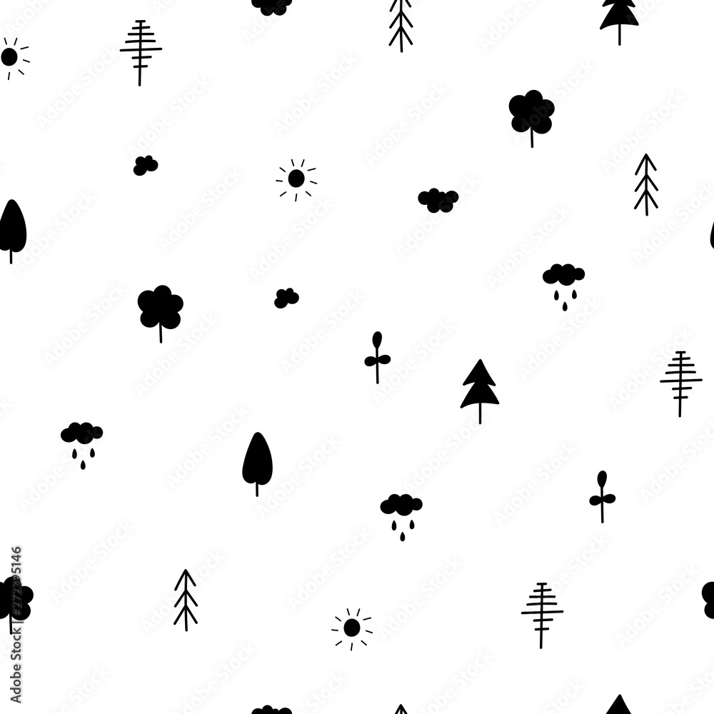 Forest Garden tree nature simple seamless pattern Forest Garden tree nature simple seamless pattern