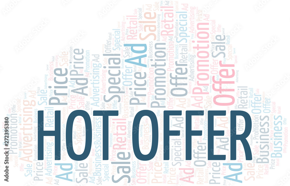 Obraz premium Hot Offer word cloud. Wordcloud made with text only.