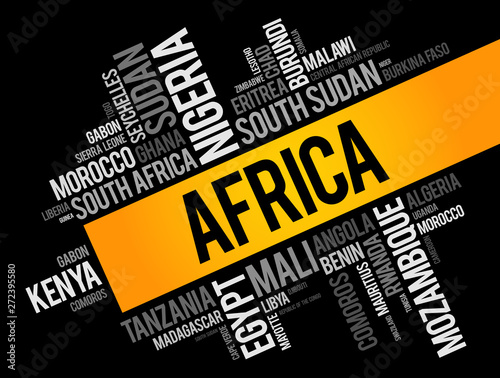List of African countries word cloud collage, africa business and travel concept background