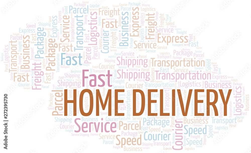 Fototapeta premium Home Delivery word cloud. Wordcloud made with text only.
