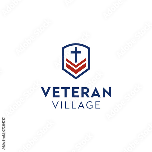 Free Download Initials Letter V Military Rank Emblem and Christian Cross Crucifix logo design vector - GFXLoad