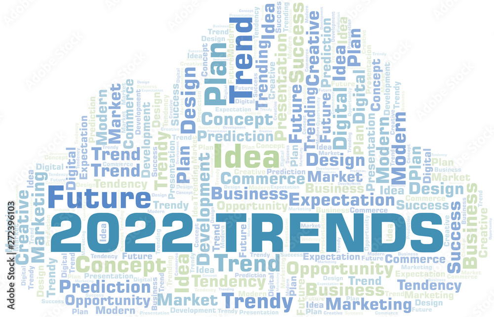 Obraz premium 2022 Trends word cloud. Wordcloud made with text only.