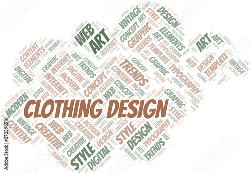 Clothing Design word cloud. Wordcloud made with text only.
