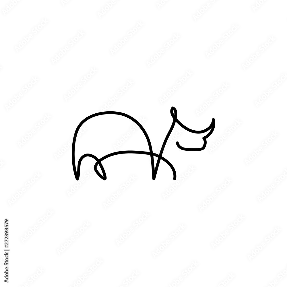 Obraz premium Rhinoceros one line icon. Element of animal icon. Thin line icon for website design and development, app development. Premium icon