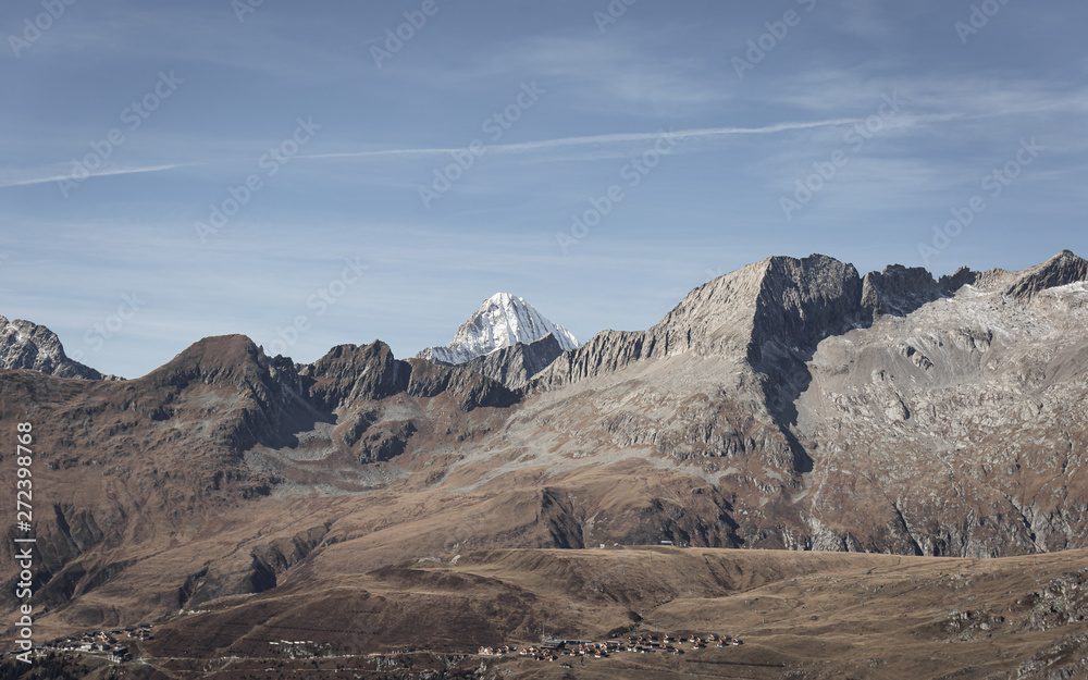 Bergkette, Blick von der Riederalp, Wallis, Schweiz, Europa