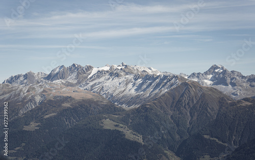 Bergkette, Blick von der Riederalp, Wallis, Schweiz