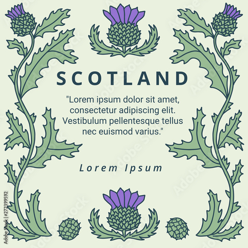 Scottish frame with thistle flower decor. Square layout