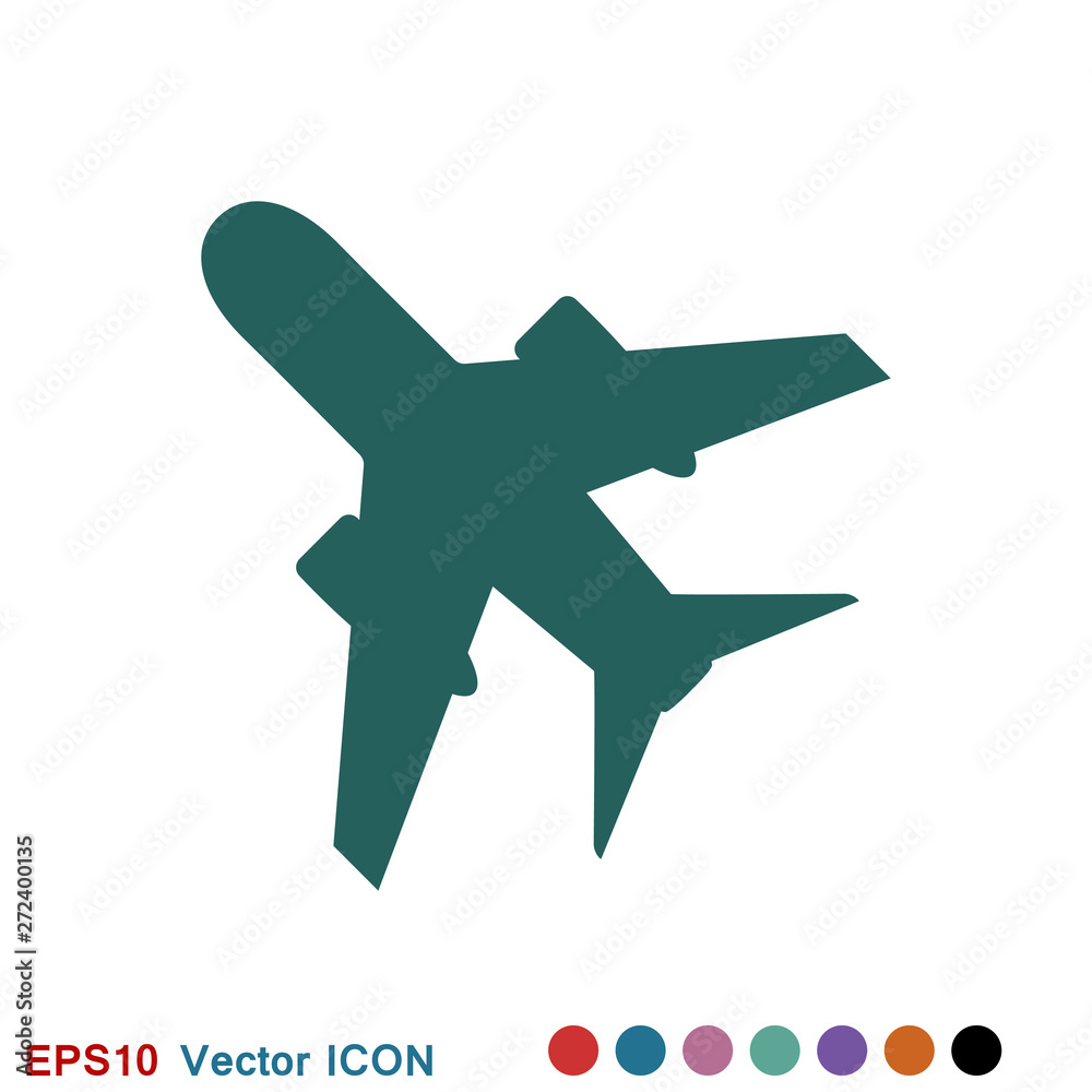 Plane icon on white background, airplane vector Illustration Plane icon on white background, airplane vector Illustration
