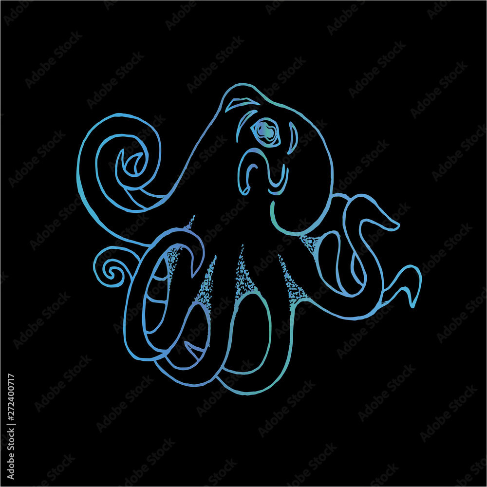 Naklejka premium Gradient illustration of an octopus. Tattoo idea