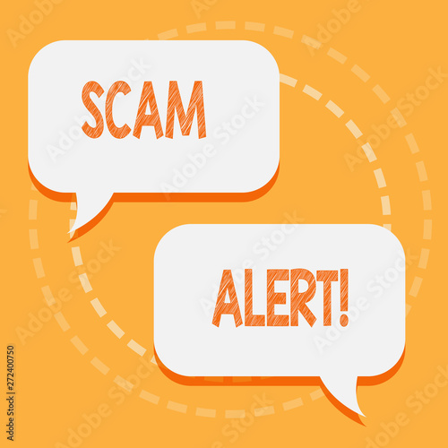 Text sign showing Scam Alert. Business photo text Safety warning to avoid fraud or virus attacks photo