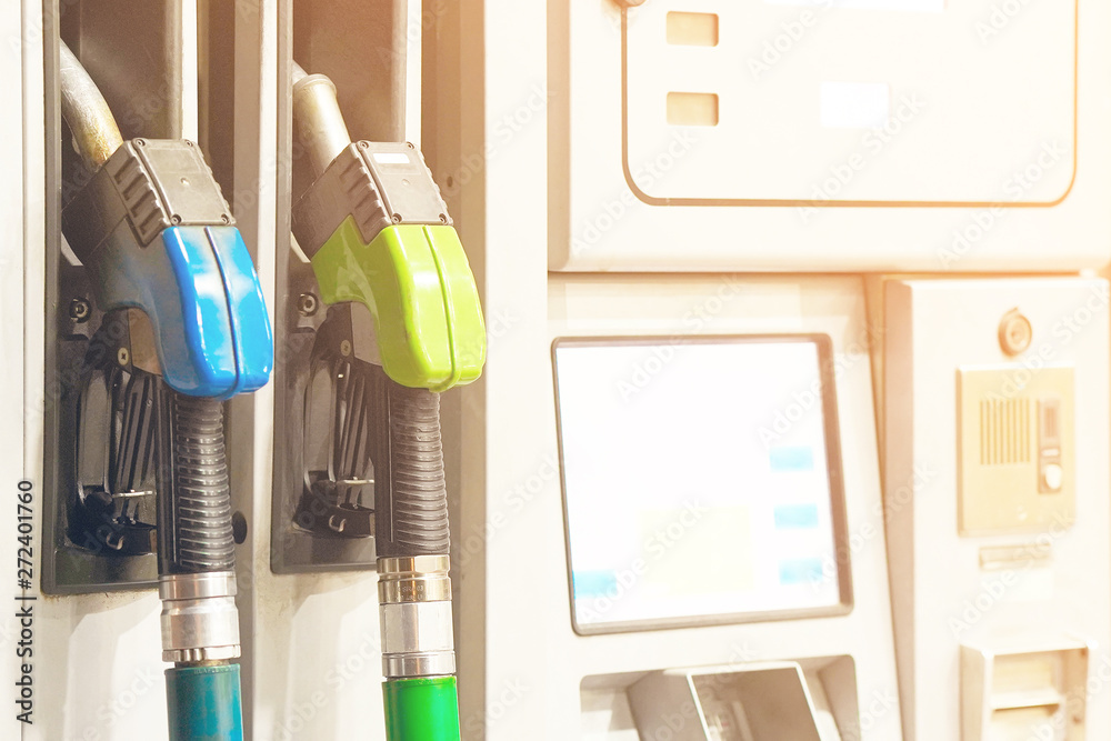 Gasoline station gas fuel pump. Petrol pump in gas station. Gas station