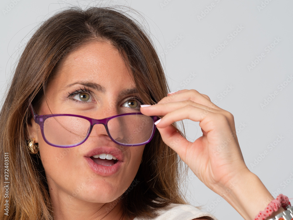 with glasses in front of a white background with glasses in front of a white background