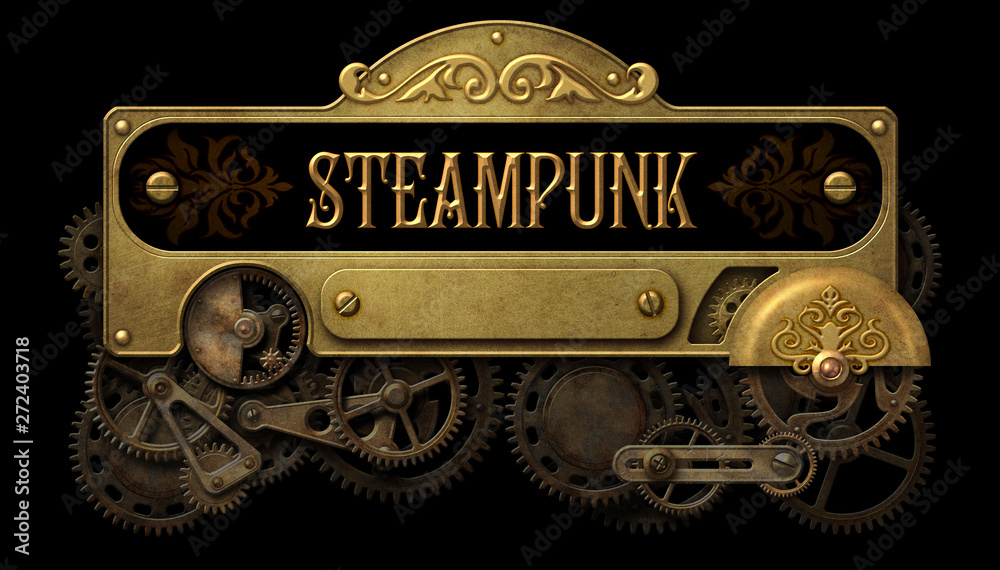 Steampunk frame with intricate old mechanism Stock Illustration | Adobe ...
