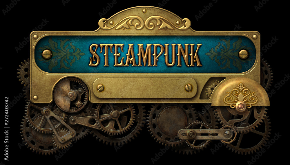 Steampunk frame with intricate old mechanism Stock Illustration | Adobe
