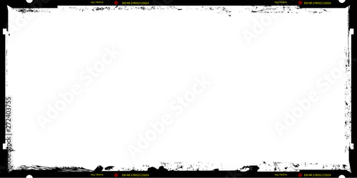 Empty panorama photo negative, 6 x 12 cm format,grunge style picture frame mock up, vector