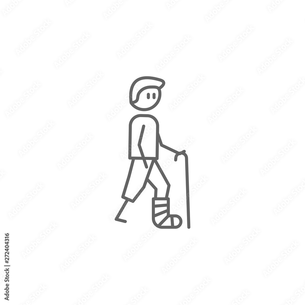 Broken leg, physiotherapy icon. Element of physiotherapy icon. Thin line icon for website design and development, app development. Premium icon