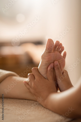 Foot Massage at the spa salon.