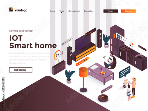 Flat color Modern Isometric Concept Illustration - IOT