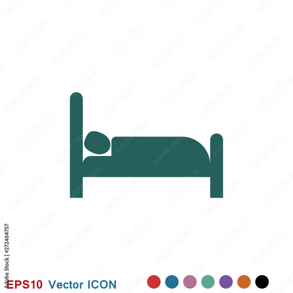 Bed icon vector, flat symbol on background. Bed icon vector, flat symbol on background.