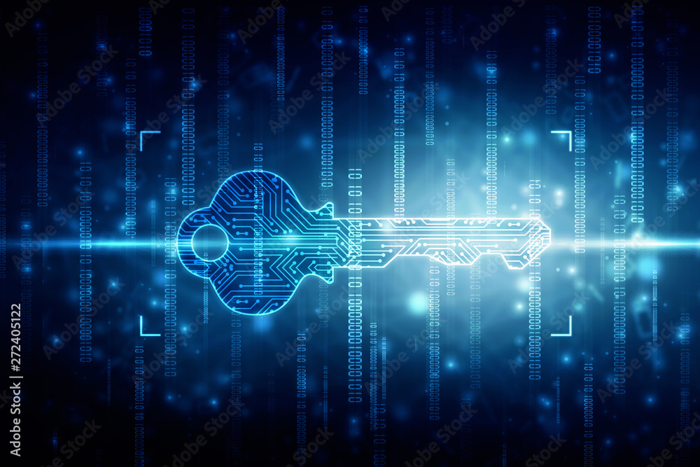 Fototapeta premium 2d digital abstract technology digital future cyber security key