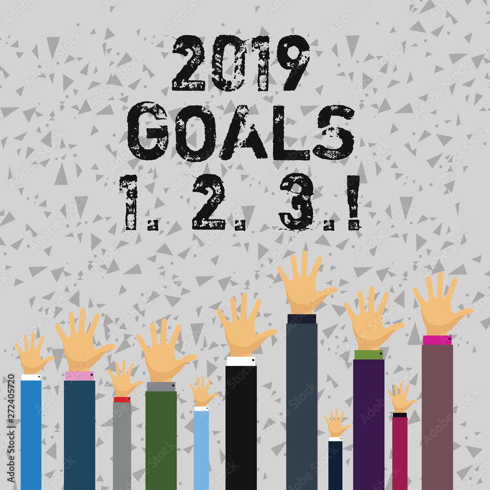 Word writing text 2019 Goals 1 2 3. Business photo showcasing Resolution Organize Beginnings Future Plans