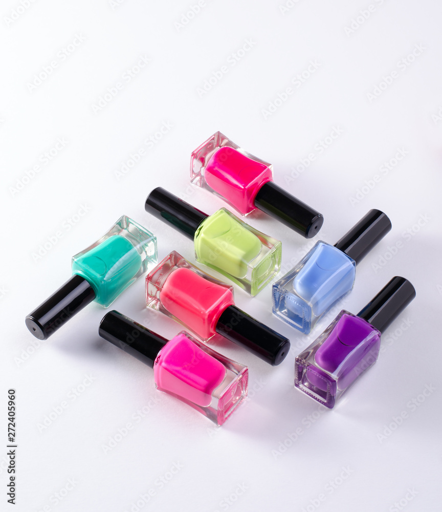 Nail polish tubes isolated on white background. Nail polish tubes isolated on white background.