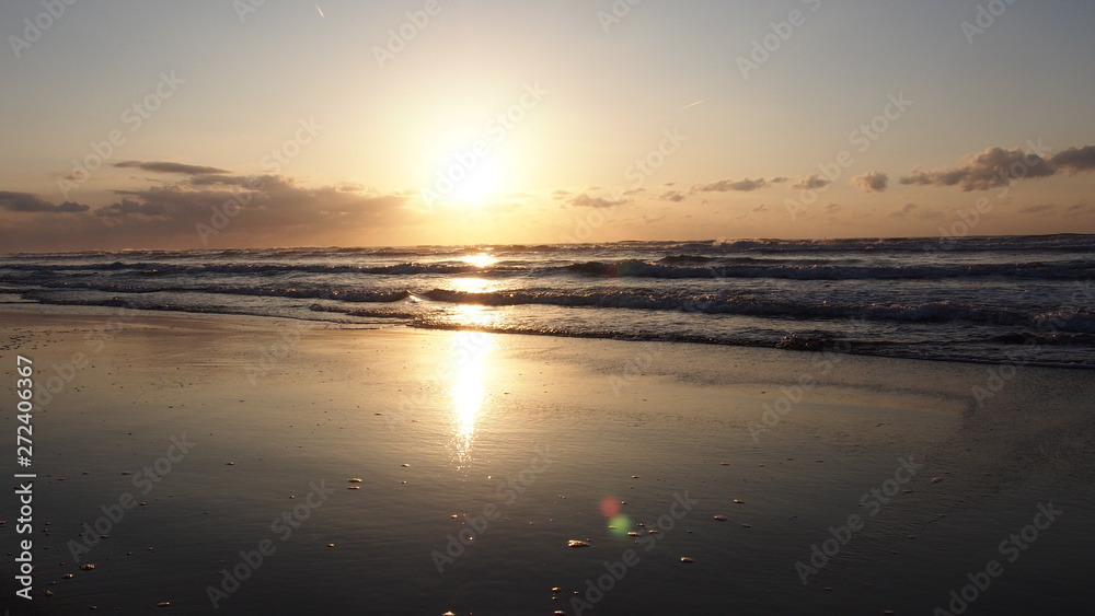 Japanese coast Sunset Sandy beach