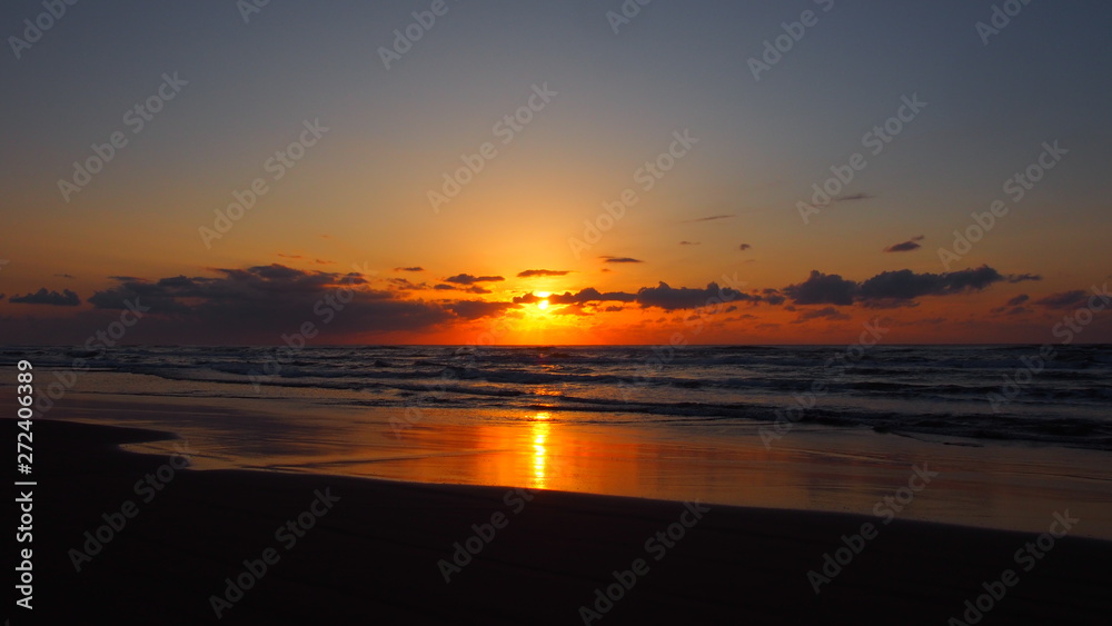 Japanese coast Sunset Sandy beach Japanese coast Sunset Sandy beach