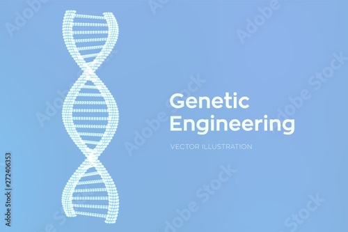 DNA sequence. Wireframe DNA molecules structure mesh. DNA code editable template. Science and Technology concept. Vector illustration.