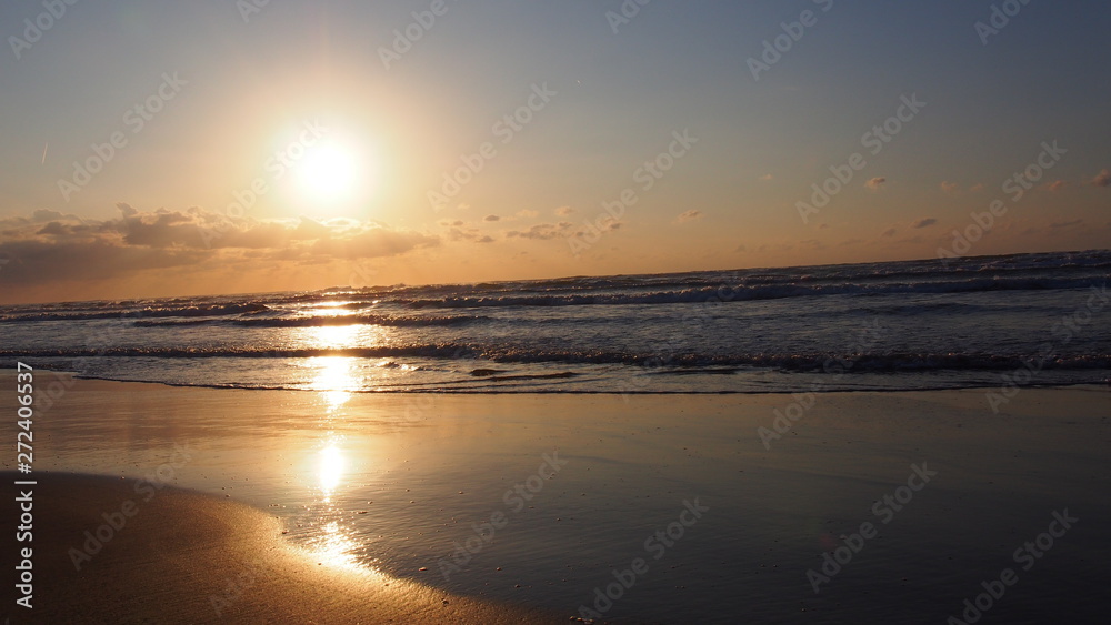 Japanese coast Sunset Sandy beach Japanese coast Sunset Sandy beach
