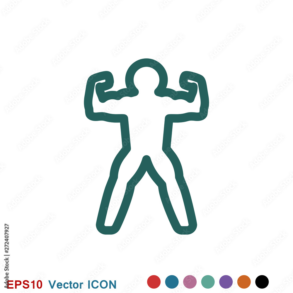Bodybuilder icon, muscle sign. Vector illustration for web design Bodybuilder icon, muscle sign. Vector illustration for web design