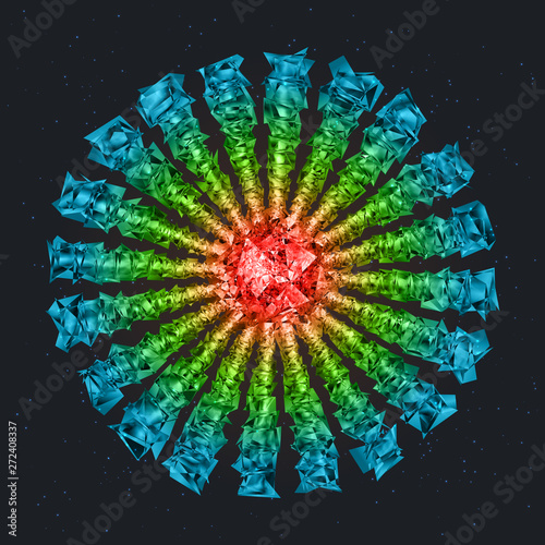 Abstract Colorful Stylized Glassy Flower.
