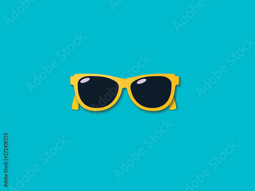 Sunglasses on colorful background as summer vector concept. Symbol of summer holiday, vacation, relax.