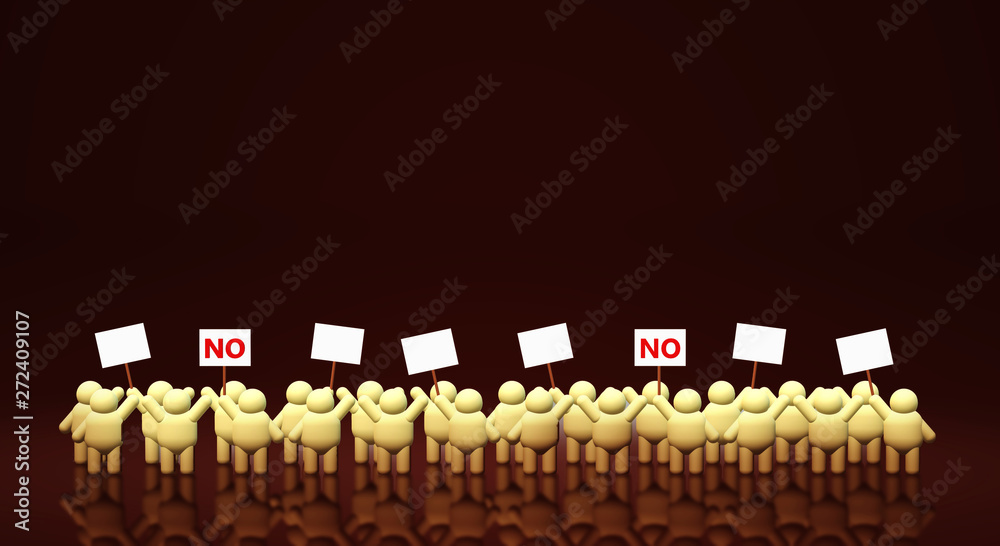 Obraz premium A 3d rendering people share a protest sign hold Mob concept.