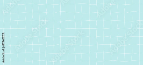 Hand drawn seamless vector pattern with swimming pool floor, white on blue background. Flat style design illustration. Concept for textile print, wallpaper, wrapping paper.