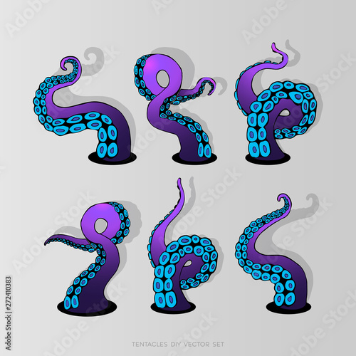 Futuristic DIY set with colorful tentacles of an octopus frame