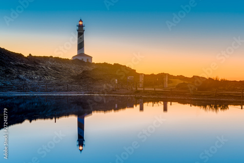 Favaritx Lighthouse in Minorca, Spain.