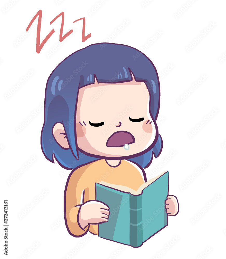niña durmiendo mientras lee un libro niña durmiendo mientras lee un libro