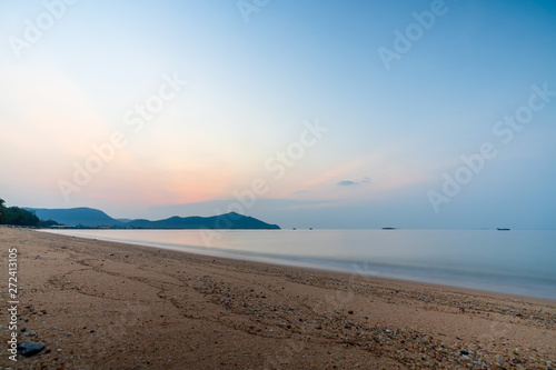 Beautiful Tropical Pattaya Beach Chonburi, Thailand. blue ocean background Summer view Sunshine at Sand and Sea Asia Beach Destinations 