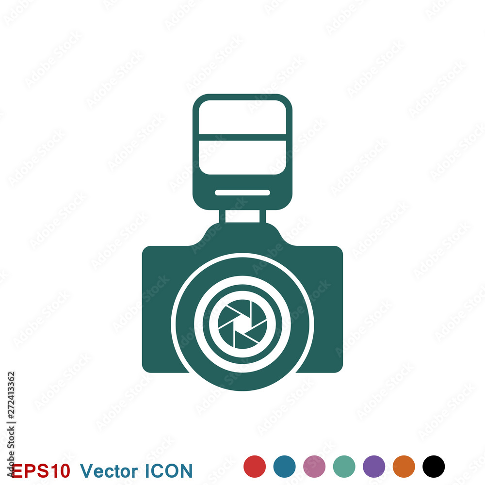 Camera Icon in flat style isolated on background Camera Icon in flat style isolated on background