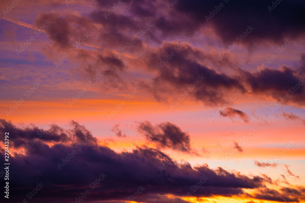 Dramatic sunset sky at colorful dusk