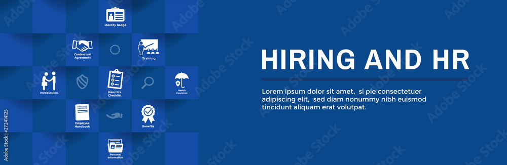 HR and Hiring Process icon set & Web Header Banner HR and Hiring Process icon set & Web Header Banner