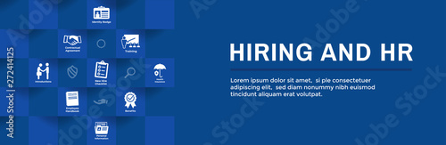 HR and Hiring Process icon set & Web Header Banner