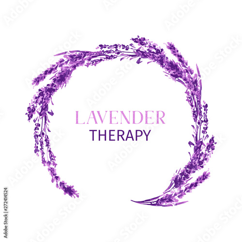 Watercolor or Aquarelle Paintings of Vector Lavender. Isolated Watercolour Stylixed Lavandula or Hand Drawn Tea Herbs Flower. Summer Blossom or Foliage of Garden Plant in Aquarelle. Provence Perfume.