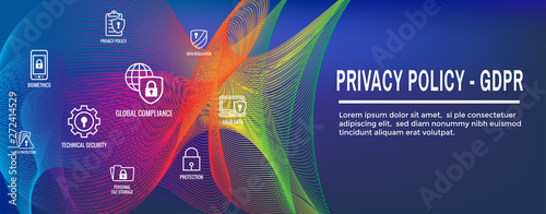 Privacy Policy - GDPR Icon Set and Web Header Banner